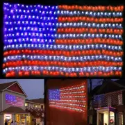420 luces LED de cadena de bandera americana luces de red impermeables