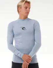 Rip Curl Waves UPF Performance Long Sleeve Rash Vest Rashie Small - Sparky Blue