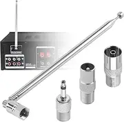 DAB FM Radio Aerial Antenna 75 Ohm Telescopic Indoor Unbal FM Aerial Metal Replacements 75cm 5-Sections F-Type 3.5mm Male Suitable for Table Top TV Radio HiFi AV Stereo Radio Receiver Mini System