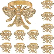 Napkin Rings Set of 12, Bee Napkin Holders, Metal Napkin Rings Bulk for Party Decoration, Dinning Table, Everyday, Family Gatherings - A Great Tabletop Décor - Gold
