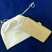 dexmay DM ~ Rhinestone Covered Gold Clutch Chain Strap Evening Bridal Purse NWT