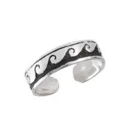 ADJUSTABLE .925 STERLING SILVER TOE RING - WAVE