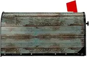 Rustic Old Barn Wood Magnetic Mailbox Covers,Post Box Cover Standard Size 21x18 Inches For Outdoor Garden Home Decor