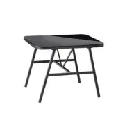 Outdoor Dining Side Table Glass Tabletop Grey