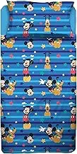 Mickey Mouse, King Size Bed Sheet, Bed Set, Top Sheet, Fitted Sheet, Pillowcase, Blue, Disney, 100% Cotton, Official Product