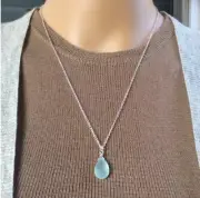 New Natural Chalcedony silver Artisan Sundance Charm Handmade jewelry Necklace