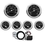 MOTOR METER RACING Classic Black 6 Gauge Set 85mm GPS Speedometer MPH °F PSI