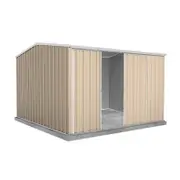 Absco Sheds 3.0 x 3.0 x 2.06m Classic Cream Ezislider Double Sliding Door Garden Shed