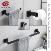 Bathroom Paper Holder Stainless Matt-Black Shelf Hook Hanger Towel Rail Bar Rack