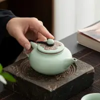 在飛比找樂天市場購物網優惠-汝窯茶壺單壺家用陶瓷開片可養汝瓷茶具茶杯西施壺側把壺單個泡茶