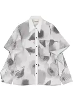 Lovebirds Printed Cape-effect Cotton Shirt - White - XL (UK18) XL (UK18)