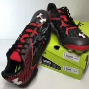 New In Box Under Armour Mens Size 11.5 Deception Low DT Baseball Cleat Red/Black