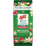 Ajax Eco Antibacterial Disinfectant Surface Cleaning Wipes, Bulk 110 Pack, Vanilla and Berries, Multipurpose, Biodegradable and Compostable, Made with Bamboo Fibres