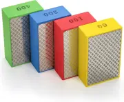 4 Pack Diamond Hand Polishing Pads, Hand Sanding Blocks Sandpaper Sponge Tile...