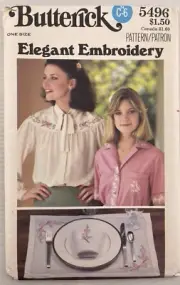 Vintage 1970s Butterick 5496 Elegant Embroidery Transfer Pattern UNCUT