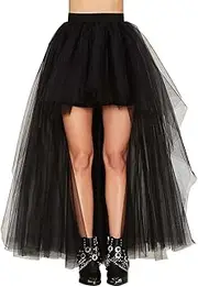 [MisShow] Women's Hi-Lo Long Tutu Tulle Bustle Skirt Elastic Waist Festival Party Skirt