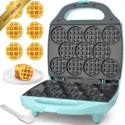 Bite-Size Mini Waffle Maker 11x5.5cm Nonstick Belgian Waffle Machine Aqua Austra