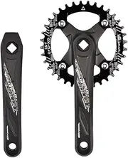 Mountain Bike Square Taper Crankset 170mm/175mm MTB Crankset 64/104BCD 32T/34T/36T/38T/40T/42T Single Round Chainring Crank Set for 10/11 Speed (Color : Black 175mm, Size : 34T)