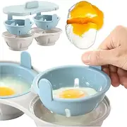 Egg Poacher Microwave Egg Cooker, 2 Cavity Edible Silicone Double Drain Poached Egg Cups, Microwave Egg Poacher Kitchen Cooking Gadgets