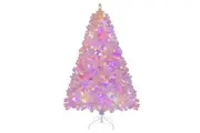 Costway 1.8M/6FT Christmas Tree Artificial Xmas Tree LED Light Xmas Decoration w/808 PVC Tips Home Party Pink