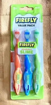 3-PACK FIREFLY TOOTHBRUSHES *NICKELODEON SLIME* SOFT FUN KIDS CHILDREN’S - NEW