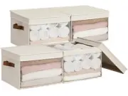 Storage Bins with Lids and Clear Window, Storage Basket for Shelves, Fabric C...