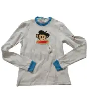 Vintage Paul Frank Long Sleeve Top, Womens, French Julius, Blue & White, Size M