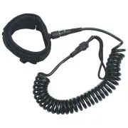Coiled Leash for Stand Up Paddle Board Black 10 Inch Secure Adjustable