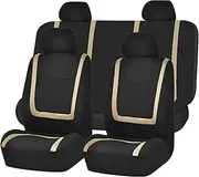 FH Group FB032YELLOW114 Yellow Unique Flat Cloth Car Seat Cover (w. 4 Detachable Headrests and Solid Bench)