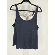 Athleta Navy Striped Cross-Back Fully Focused Support Tank Top Size XL
