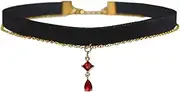 MOMOCAT Black Velvet Red Pendant Choker Necklace for Women Gothic Lace Chokers Necklace Witch Bride Vampire Accessories Aesthetic kawaii Jewelry for Women Teen Girls