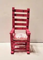Handmade OOAK Wooden Clothespin Doll Chair Hand Painted 1:6 Scale Bright Pink