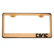 Rose Gold License Plate Frame CIVIC Laser Engraved Aluminum Screw Cap (for: Honda Civic)