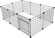 B Baosity Pet Fence Dog Playpen Indoor Easy Assemble Small Dog Barrier Metal Mesh with Door for Small Dogs Cats Teddy Guardrail, Black