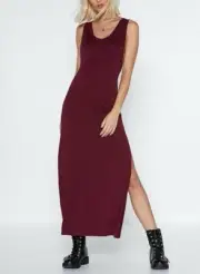 NASTY GAL Kleid 'My Ride or Side Midi Dress' - weinrot - UK 6/FR 34/DE 32 - NEU