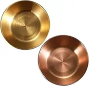 NAMOARLY 2pcs Stainless Steel Appetizer Serving Plates Food Sauce Dish Elegant Spice Seasoning Bowls for Condiments Flavor Dishes Gold Rose Gold