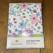 Little Wonders Floral Print Fitted Crib Sheet. 28x52x7.9 In. New