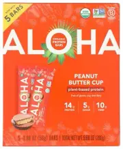 ALOHA Organic Plant Based Protein Bars Peanut Butter Cup 1.98 OZ (5 Counts) Pack