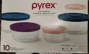 Pyrex Glass Storage Set 10 Piece Set Containers and Lids