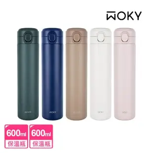 【WOKY 沃廚】買1送1_輕量彈蓋鈦陶瓷易潔層保溫杯600ml(保溫瓶)