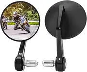 KEMIMOTO Motorcycle Bar End Mirrors, 360 Degrees Ball-Type Adjustment, Aluminum Handlebar Mirrors compatible for Sportster, Softail, Dyna, Road King, V-star, Shadow, Universal Motorcycle Accessories