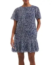Hobbs London Sadie Printed Flounce Hem Dress