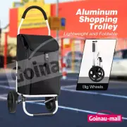 Aluminium Shopping Trolley Cart 45L Market Grocery Stoage Bag Basket Foldable