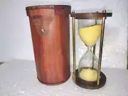 Hourglass Marine Wooden Sand Timer Nautical Vintage Sand Clock with Leather Case