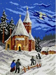 "Christmas Eve" Printed Canvas for Cross Stitch Tapestry Gobelin 1820J