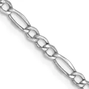 14K White Gold 16 Inch 2.5mm Semi-Solid Figaro With Lobster Clasp Chain