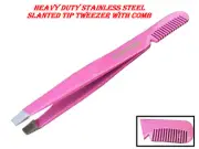 Stainless steel plucker puller eyebrow tweezer slanted tip tweezers with comb