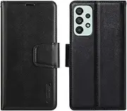 [ZUSLAB] Wallet Case for Galaxy A73 5G Case Hanman Leather Wallet Card Cover for Samsung- Black