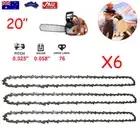 6X 20" Chainsaw Chain Blade Saw 325'' 058 76DL For Baumr-Ag SX62 20" Guide Bar