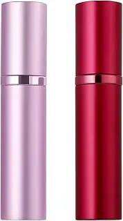 WHOHAO 2PCS Perfume Atomizer Bottle(5ML), Refillable Portable Mini Perfume Atomizer for Travel, Leakproof Pump Perfume Spray Bottle Atomizer for Man and Woman (Pink+Red)